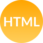 A orange circle with text reading 'HTML'
